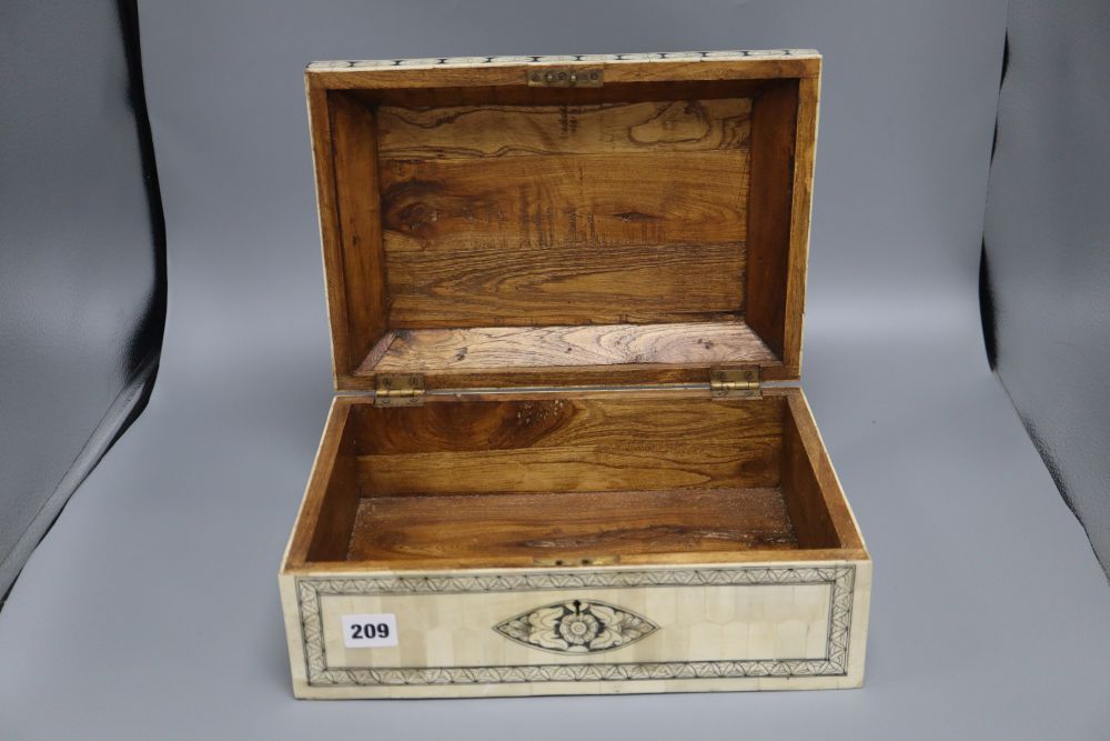 An Eastern bone veneered casket, length 33.5cm